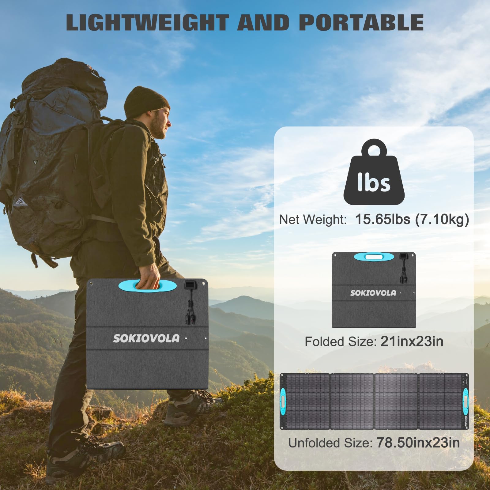 Amazon | SOKIOVOLA 200W ポータブルソーラーパネル 発電所用 IP68防水